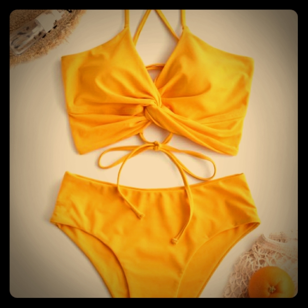 SOLD! Twisted lace up high waisted tankini